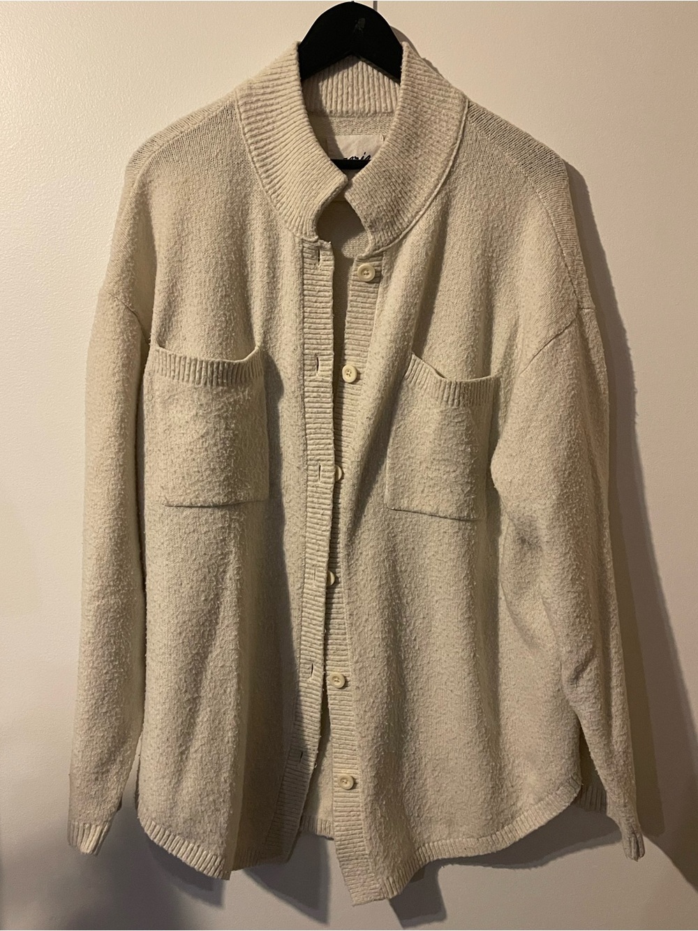 Aerie Cream Oversized Button Down Knit Cardigan Shacket L XL